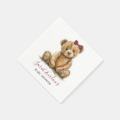 Teddy Bear Watercolor Girl Babydusche Serviette (Ecke)