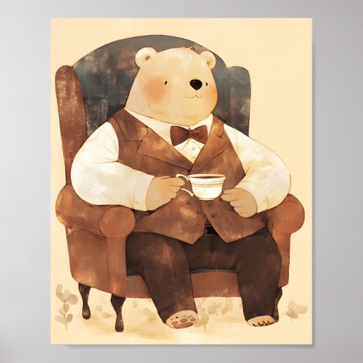 Teddy Bear Watercolor Nursery Wall Art Poster (Vorne)