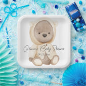 Teddy Bear Watercolor Personalisiert Babydusche Pappteller (Party)