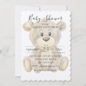 Teddy Bear Watercolor Rustic Baby Dusche Einladung (Vorderseite)