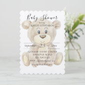 Teddy Bear Watercolor Rustic Baby Dusche Einladung (Stehend Vorderseite)
