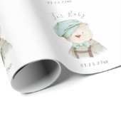 Teddy Bear Watercolor Script Baby Dusche Geschenkpapier (Rolleneckpunkt)