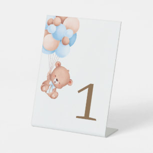 Teddy Bear Watercolor Tischnummer Sockelschild