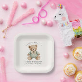 Teddy Bear Watercolour Memorial Paper Plates Pappteller (Party)