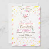 Teddy Bear Watermelon Striped Birthday Einladung (Vorderseite)