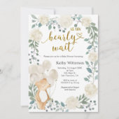 Teddy Bear We Can Bearly Wait Baby Shower Einladung (Vorderseite)