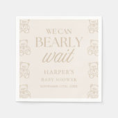 Teddy Bear We Can Bearly Wait Baby Shower Serviette (Vorderseite)