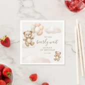 Teddy Bear We Can Bearly Wait Birthday Serviette (Beispiel)