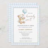 Teddy Bear We can Bearly wait Boy Baby shower Einladung (Vorne/Hinten)