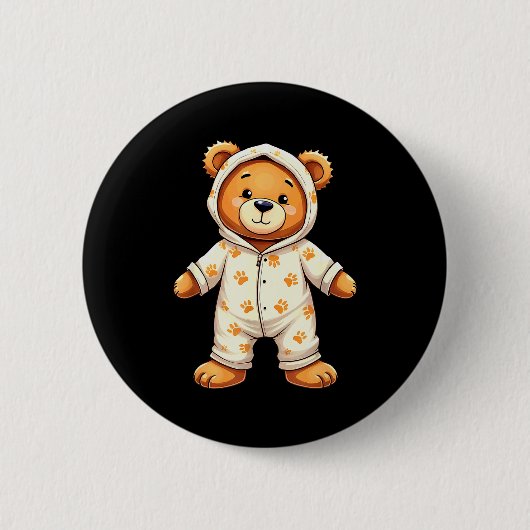 Teddy Bear Wearing Pajamas Button (Vorderseite)