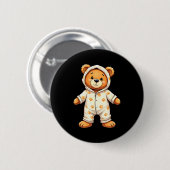 Teddy Bear Wearing Pajamas Button (Vorne & Hinten)