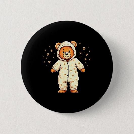 Teddy Bear Wearing Pajamas  Button (Vorderseite)
