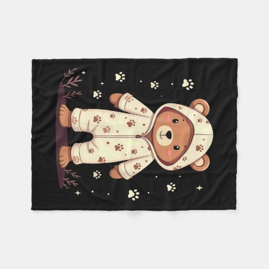 Teddy Bear Wearing Pajamas  Fleecedecke (Vorderseite (Horizontal))