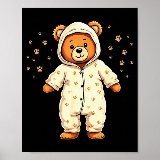 Teddy Bear Wearing Pajamas  Poster (Vorne)
