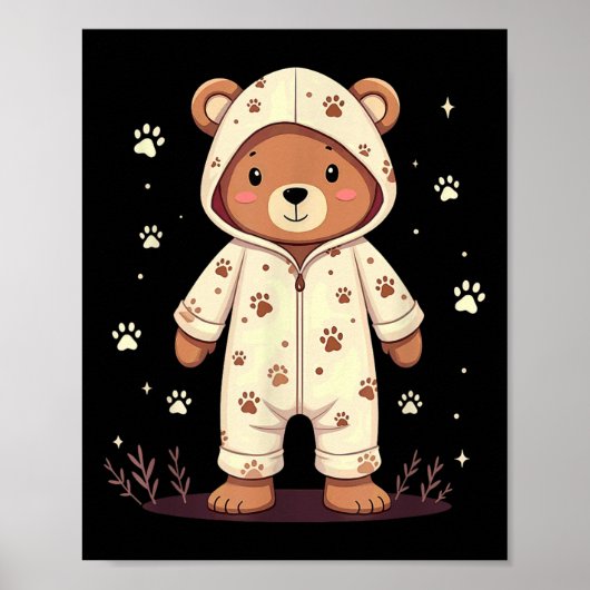 Teddy Bear Wearing Pajamas Poster (Vorne)