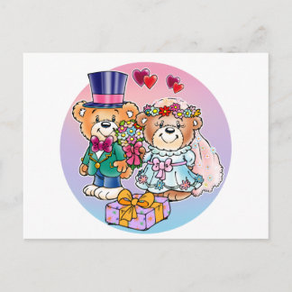Teddy Bear Wedding Couple Postkarte