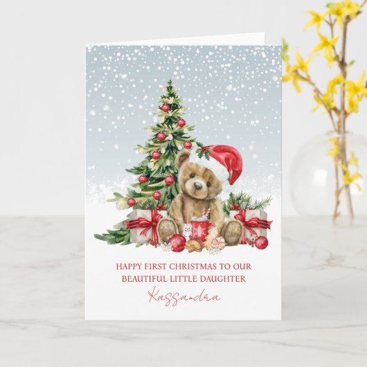 Teddy Bear Weihnachtsbaum Mein 1. Weihnachten Karte (Gelbe Blume)