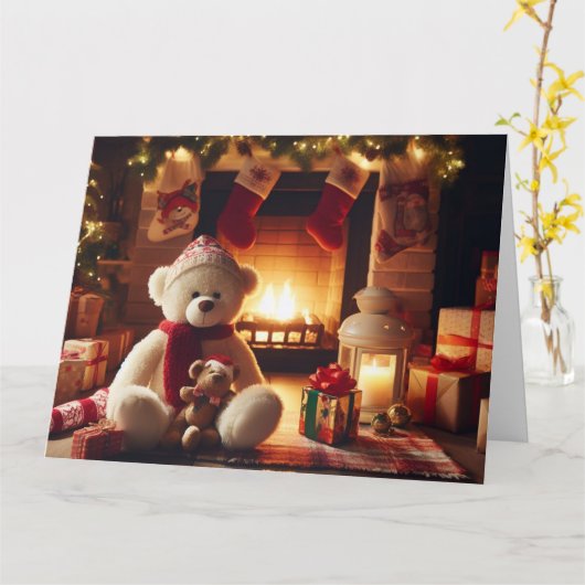 Teddy Bear Weihnachtskarte Karte (Gelbe Blume)