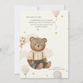 Teddy Bear Welcome Baby Card Einladung (Vorderseite)