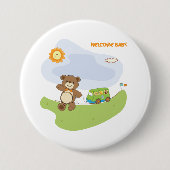 Teddy Bear Welcome Baby Kinderzimmer Design Button (Vorderseite)