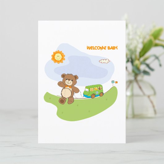 Teddy Bear Welcome Baby Kinderzimmer Design Einladung