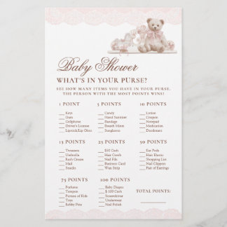 Teddy Bear Whats in Your Purse Baby Shower Game
