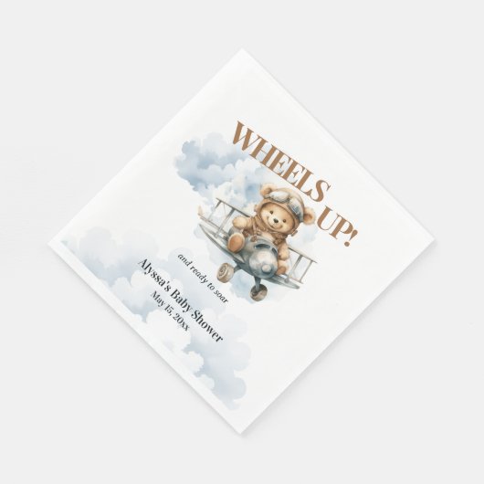 Teddy Bear Wheels Up Little Co Pilot Serviette (Ecke)