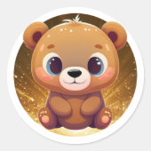 Teddy Bear Whimsical Animal Cartoon Graphic 🧸 Runder Aufkleber (Vorderseite)