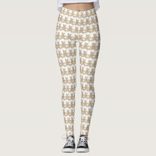 Teddy Bear White Fun Muster Leggings
