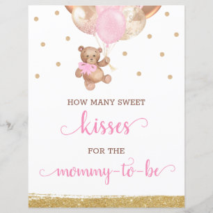 Teddy Bear Wie viele Kisses Game Sign Baby Dusche
