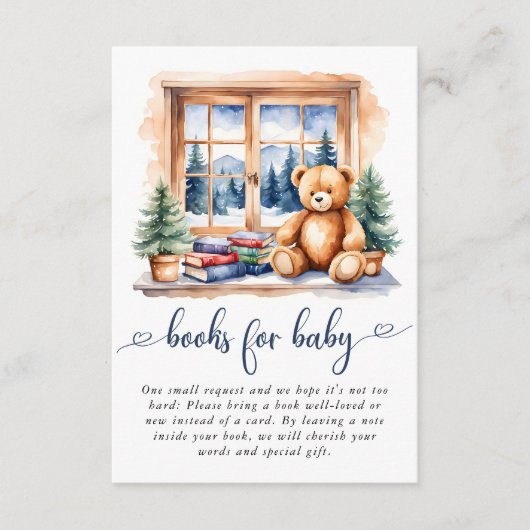 Teddy Bear Winter Boy Babydusche Bücher für Baby Begleitkarte (Vorderseite)