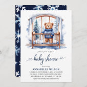 Teddy Bear Winter Boy Babydusche Einladung (Vorne/Hinten)