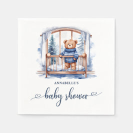Teddy Bear Winter Boy Babydusche Serviette