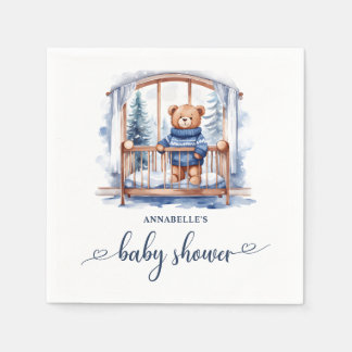 Teddy Bear Winter Boy Babydusche Serviette