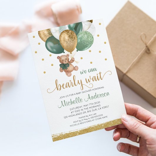 Teddy Bear wir können frühes Abwarten Baby Dusche Einladung