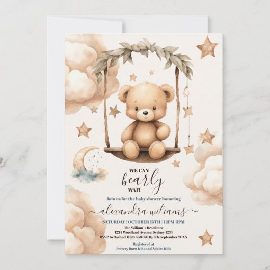 Teddy Bear wir können frühes Abwarten Baby Dusche Einladung (Vorderseite)