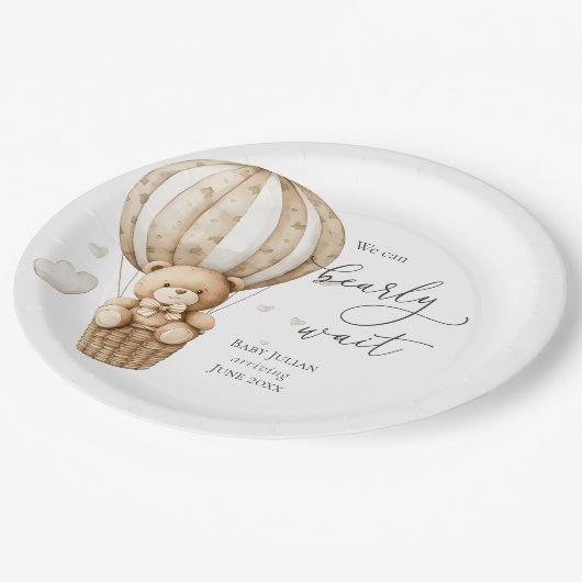 Teddy Bear wir können frühes Abwarten Baby Dusche Pappteller (Schrägansicht)