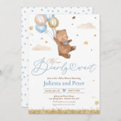 Teddy Bear wir können frühzeitig abwarten Baby Dus Einladung (Vorne/Hinten)