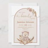 Teddy Bear wir können frühzeitig abwarten Boho Bab Einladung (Vorderseite)