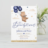 Teddy Bear wir können frühzeitig abwarten Boy Navy Einladung (Stehend Vorderseite)