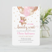 Teddy Bear wir können frühzeitig abwarten Mädchen Einladung (Stehend Vorderseite)