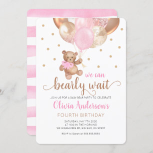 Teddy Bear wir können frühzeitig abwarten Mädchen Einladung