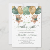 Teddy Bear wir können frühzeitig abwarten Twin Bab Einladung (Vorderseite)