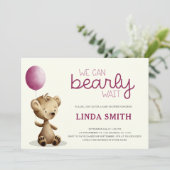 Teddy Bear wir können frühzeitig Mädchen Baby Dusc Einladung (Stehend Vorderseite)