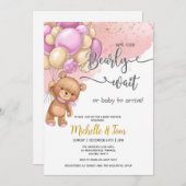 Teddy Bear wir können frühzeitig Mädchen Baby Dusc Einladung (Vorne/Hinten)