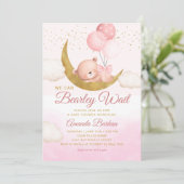 Teddy Bear wir können frühzeitig Mädchen Baby Dusc Einladung (Stehend Vorderseite)