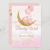 Teddy Bear wir können frühzeitig Mädchen Baby Dusc Einladung (Vorne/Hinten)