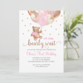 Teddy Bear wir können frühzeitig Mädchen zum erste Einladung (Stehend Vorderseite)