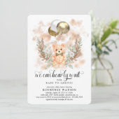 Teddy Bear wir können frühzeitig neutrale Babydusc Einladung (Stehend Vorderseite)