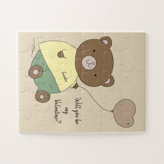 Teddy Bear wirst du mein Valentin sein Puzzle (Horizontal)